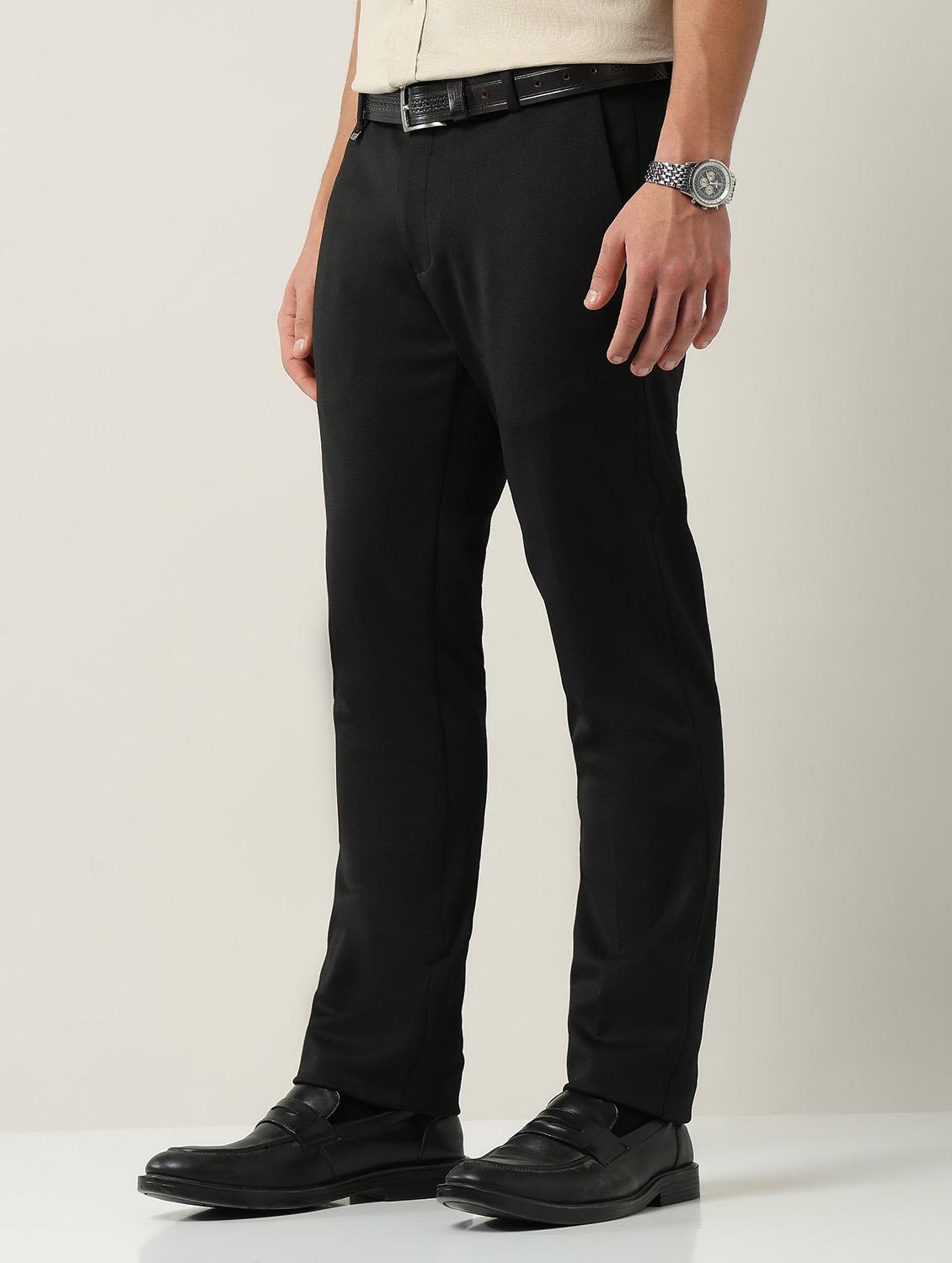 men solid mid rise flat front formal trouser - 22030817 - Standard Image - 2