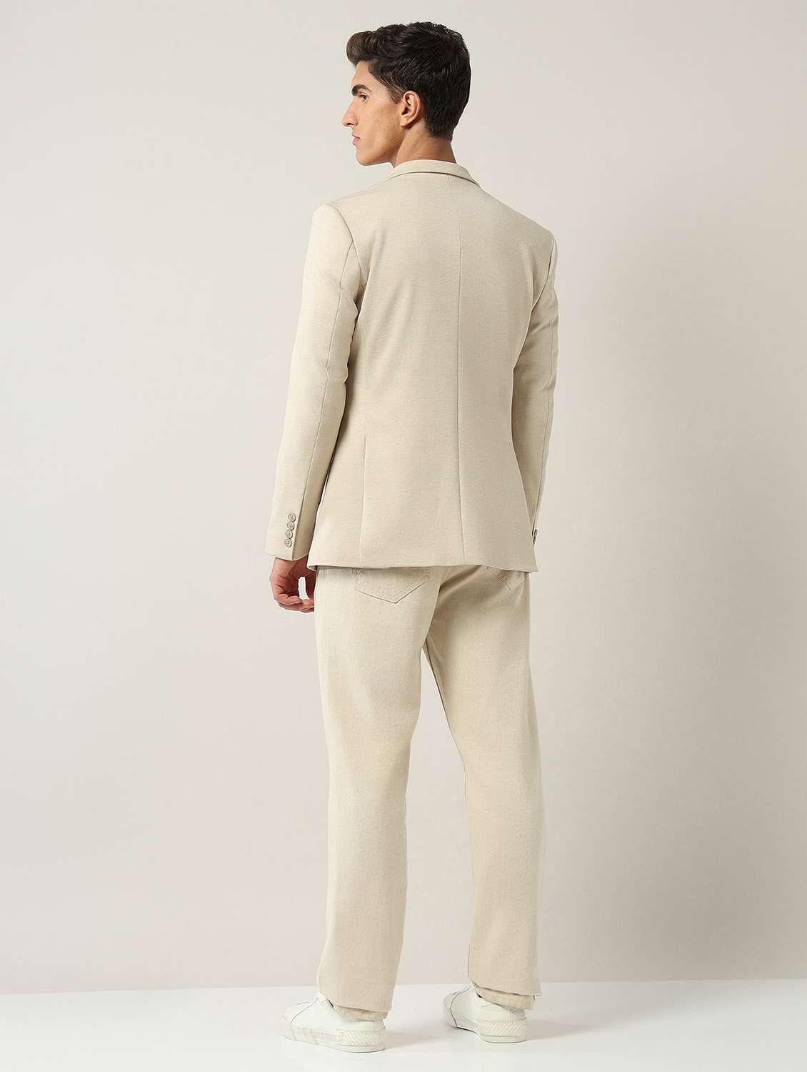 men solid long sleeve single breasted casual blazer - 22030850 - Standard Image - 2