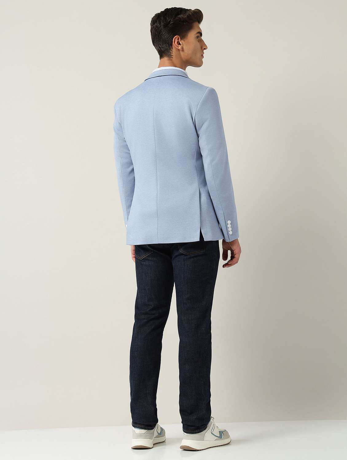 men solid long sleeve single breasted casual blazer - 22030851 - Standard Image - 2