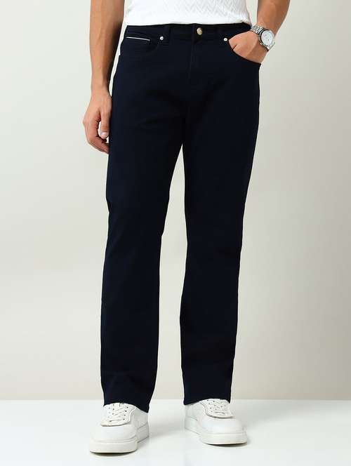 men plain mid rise full length straight fit jeans - 22030889 -  Standard Image - 0