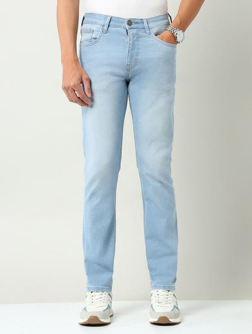 men washed mid rise full length slim fit jeans - 22030890 - Standard Image - 0