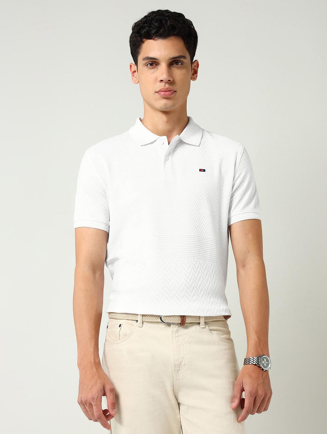 men self design short sleeve slim fit polo t-shirt - 22030893 - Zoom Image - 0