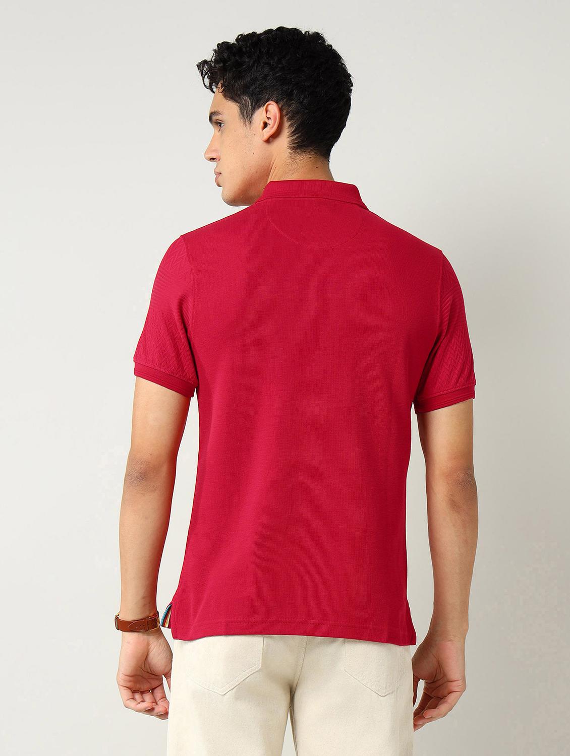 men self design short sleeve slim fit polo t-shirt - 22030894 - Standard Image - 2