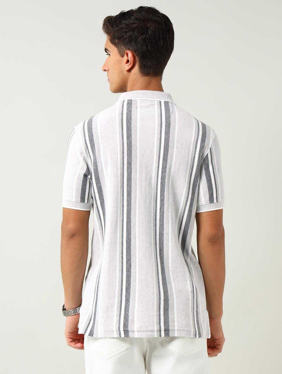 men striped short sleeve slim fit polo t-shirt - 22030900 - Standard Image - 2