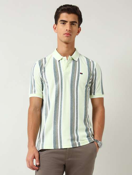 men striped short sleeve slim fit polo t-shirt - 22030902 - Standard Image - 0