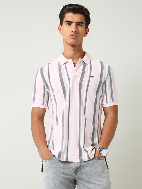 men striped short sleeve slim fit polo t-shirt - 22030903 - Standard Image - 0