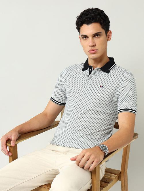 men printed short sleeve slim fit polo t-shirt - 22030905 - Standard Image - 0