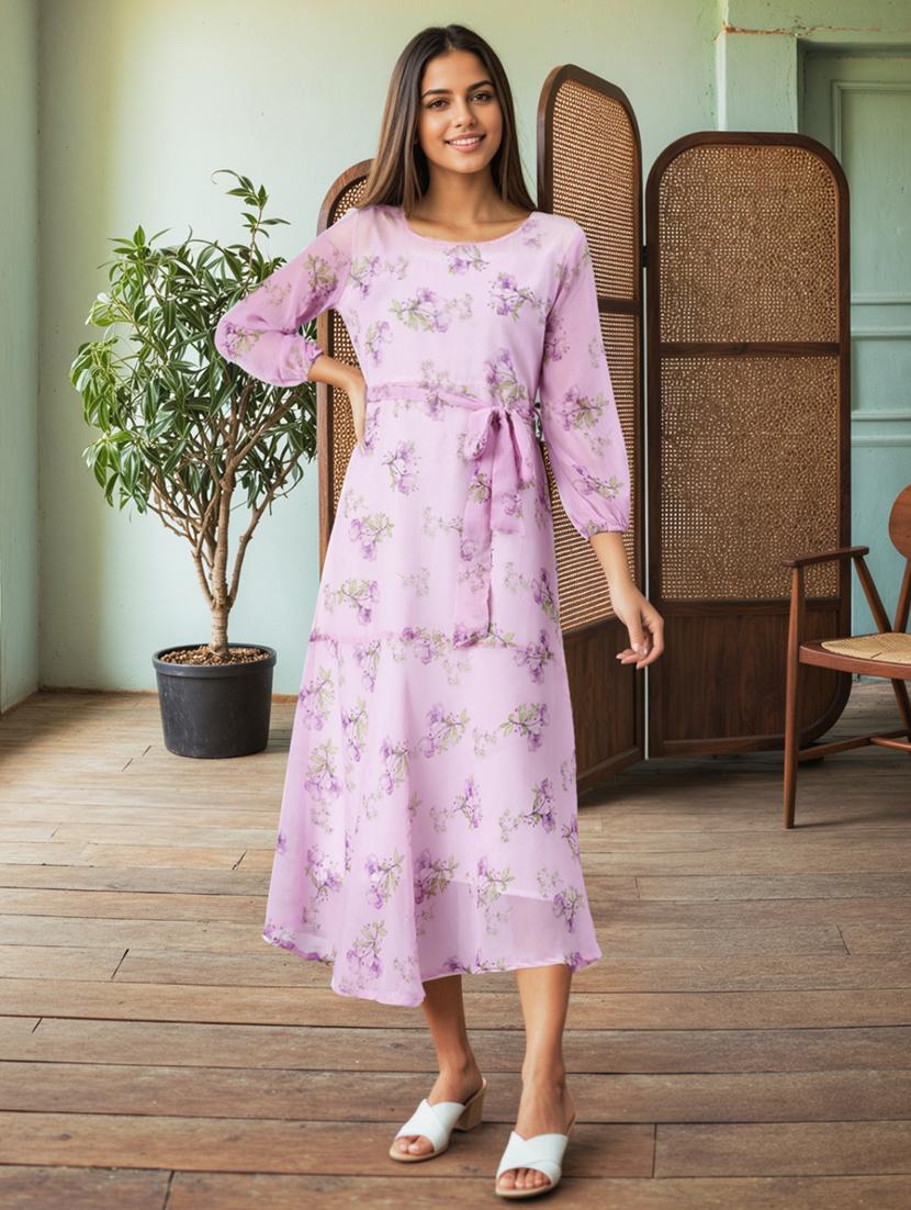 women floral print puff sleeve a-line dress - 22030920 - Standard Image - 2