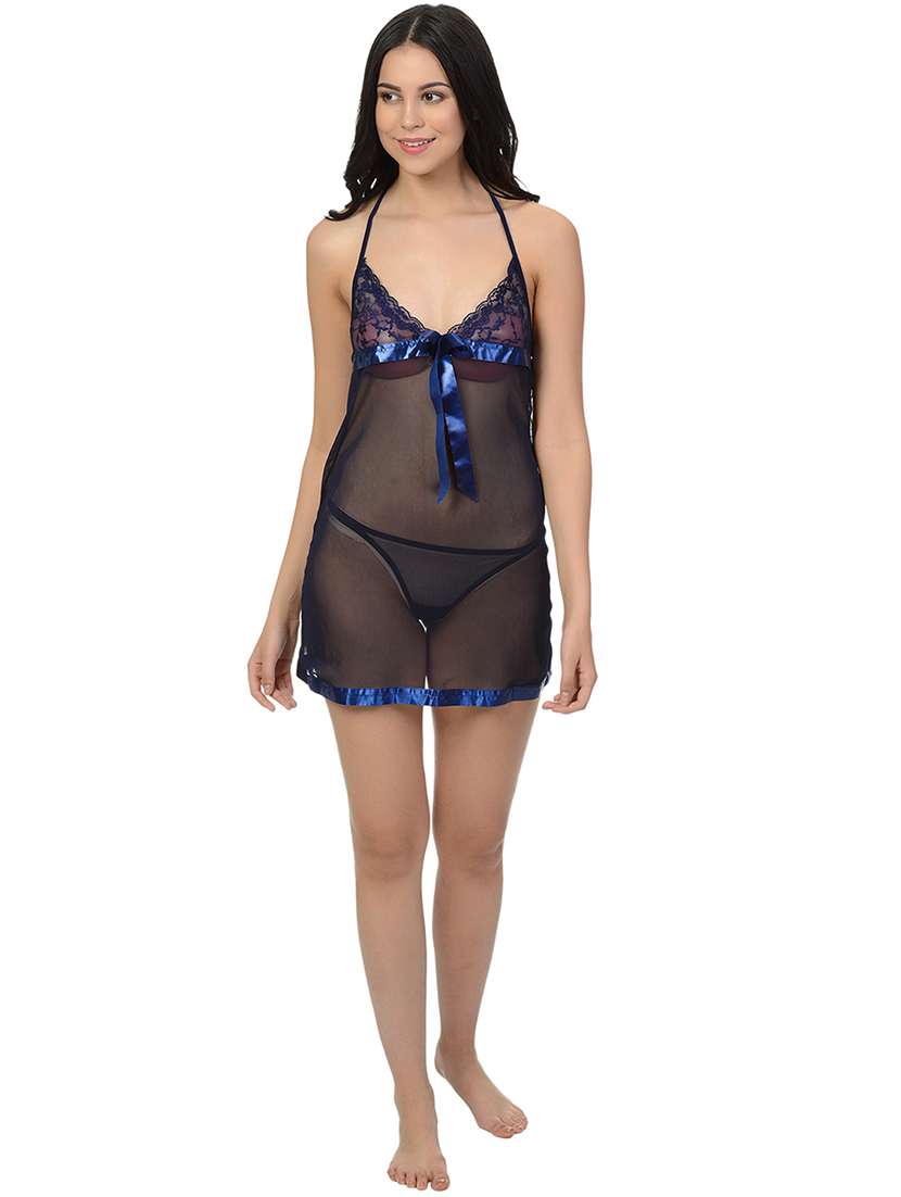 women pack of 2 solid shoulder strap lace babydoll - 22030948 - Standard Image - 7