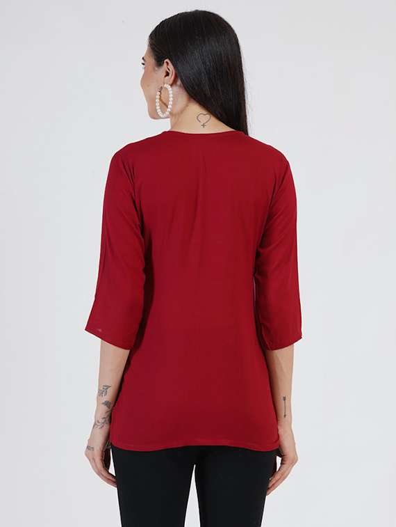 women chikankari three quarter sleeve straight kurti - 22030972 -  Standard Image - 2