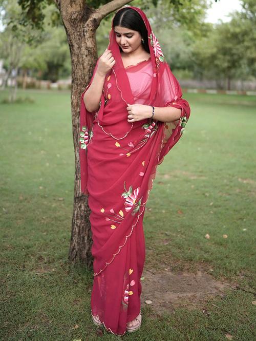 women floral printed saree with blouse - 22031013 -  Standard Image - 0