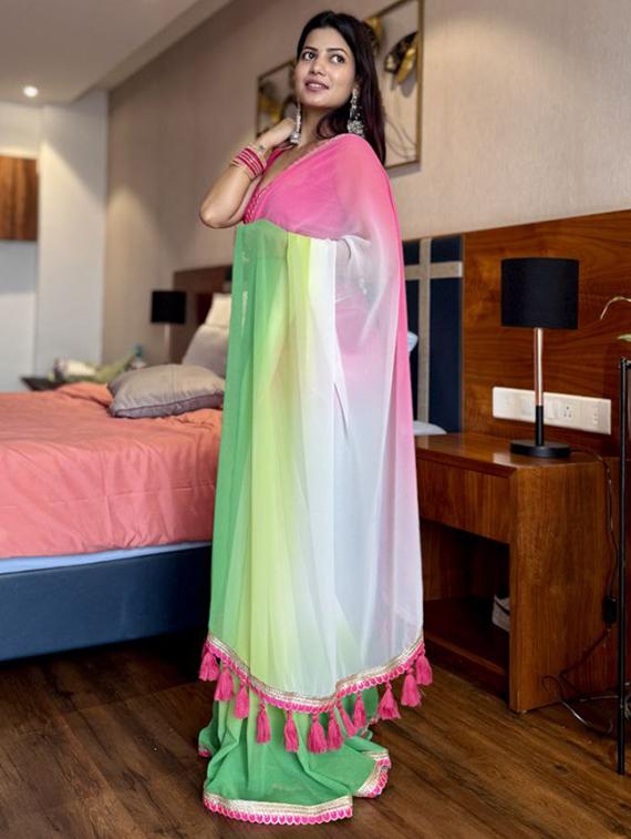 women ombre printed saree with blouse - 22031015 - Standard Image - 2