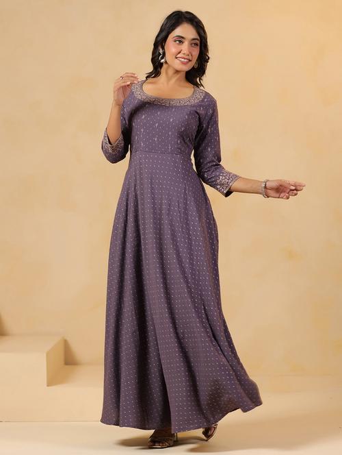 women printed three quarter sleeve anarkali kurta - 22031054 - Standard Image - 0