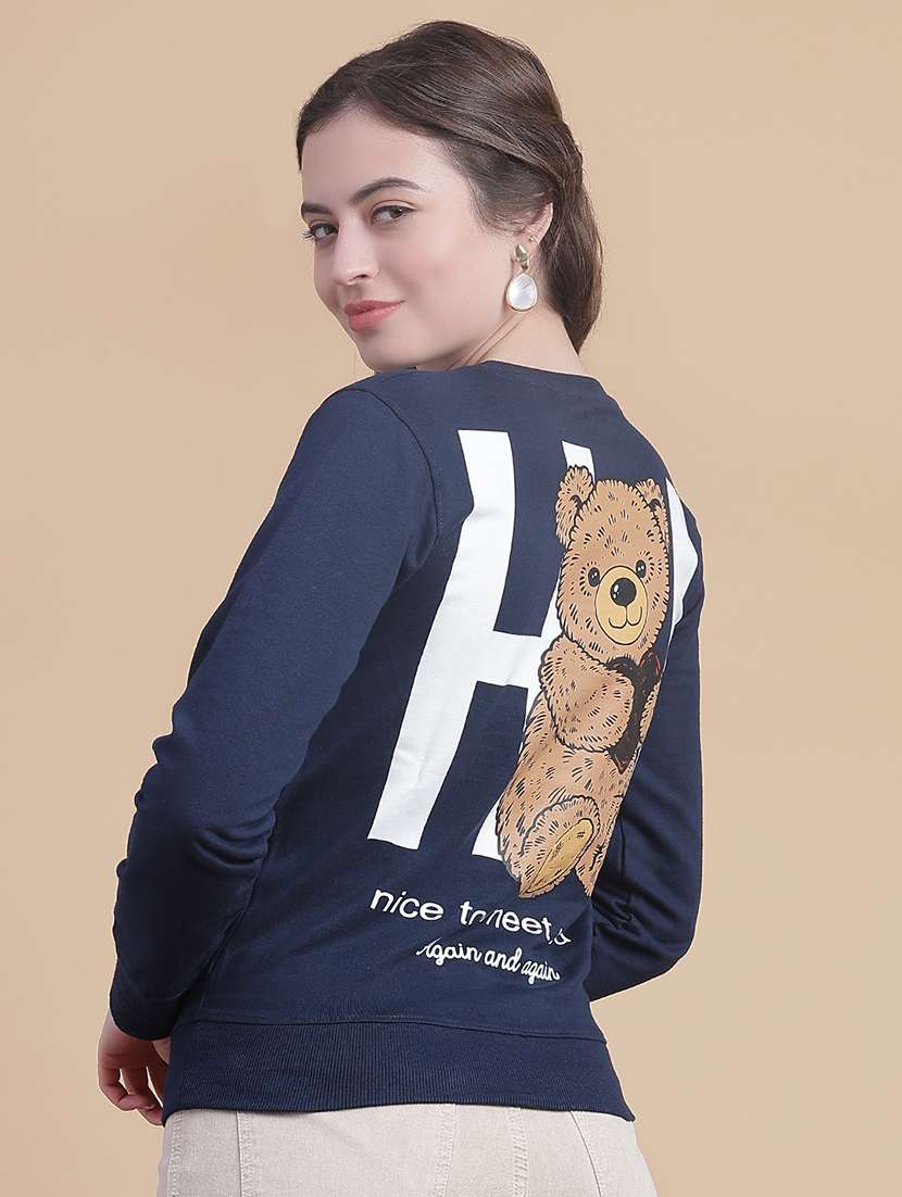 women front & back print long sleeve sweatshirt