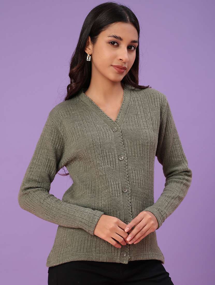 women self design long sleeve cardigan - 22031159 -  Standard Image - 2