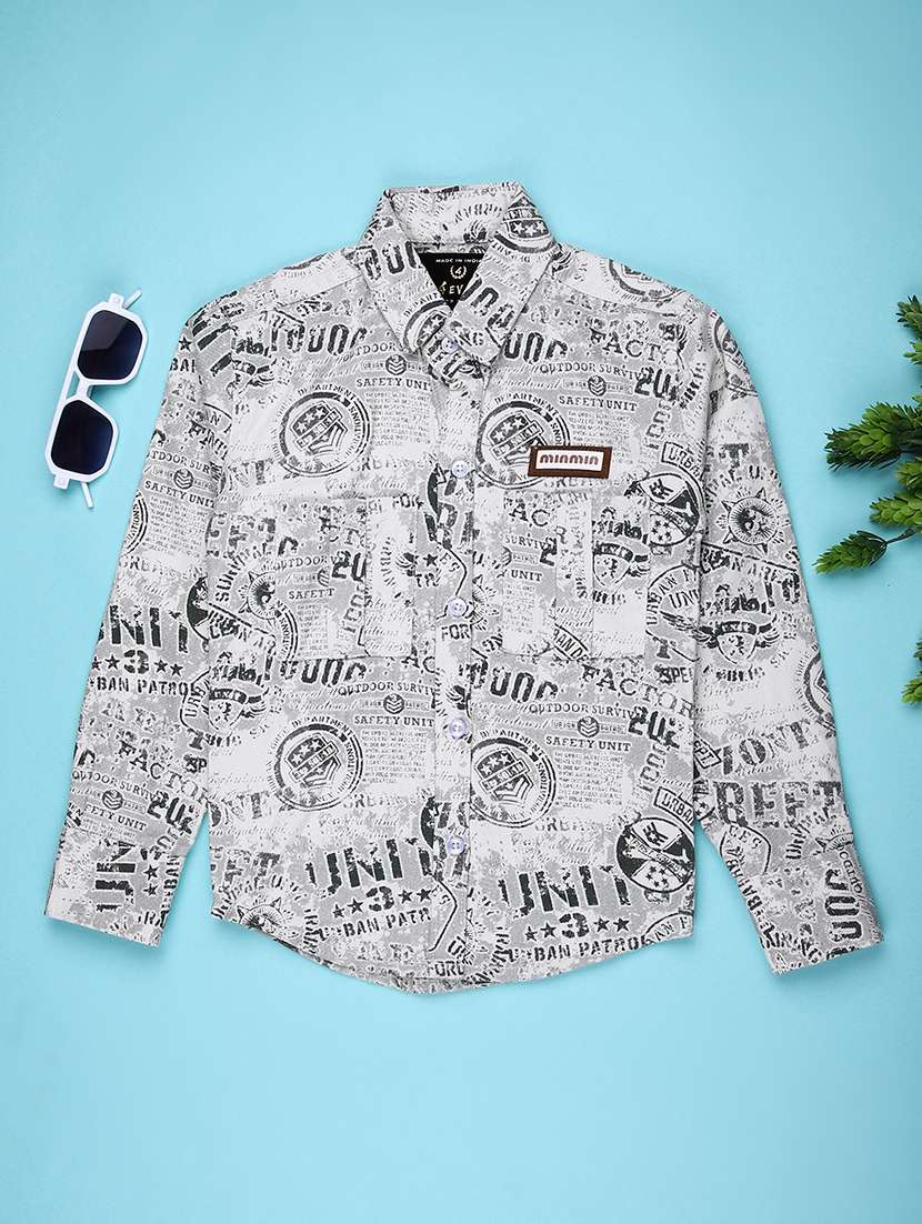boys printed long sleeve casual shirt