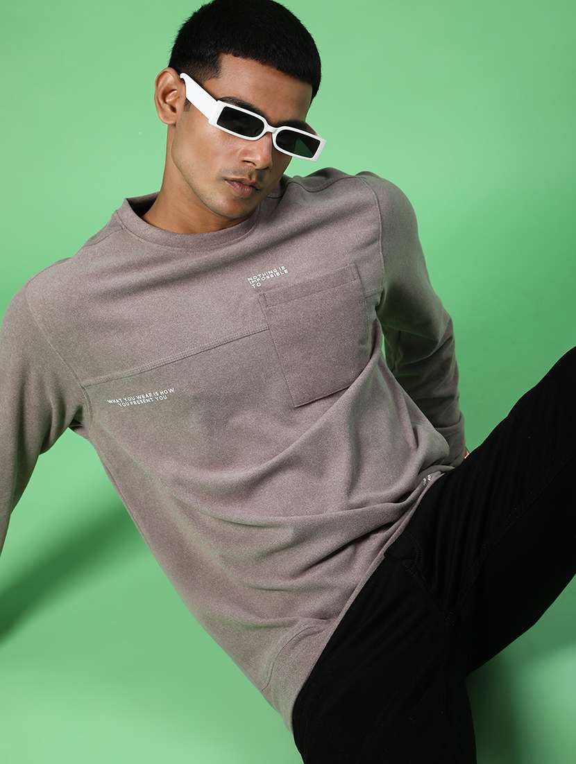 men typographic long sleeve regular fit t-shirt