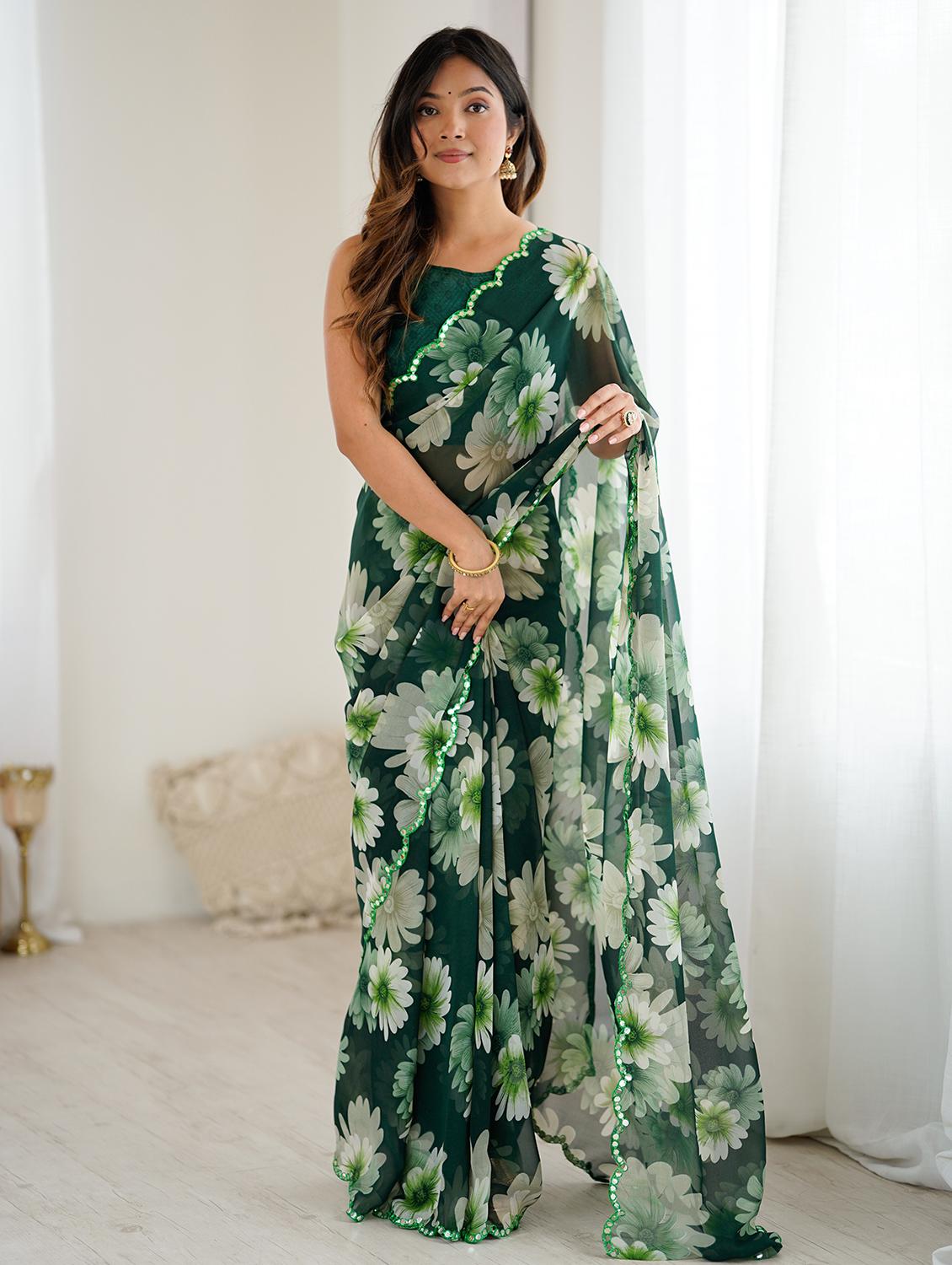 women floral printed saree with blouse - 22031501 -  Zoom Image - 0