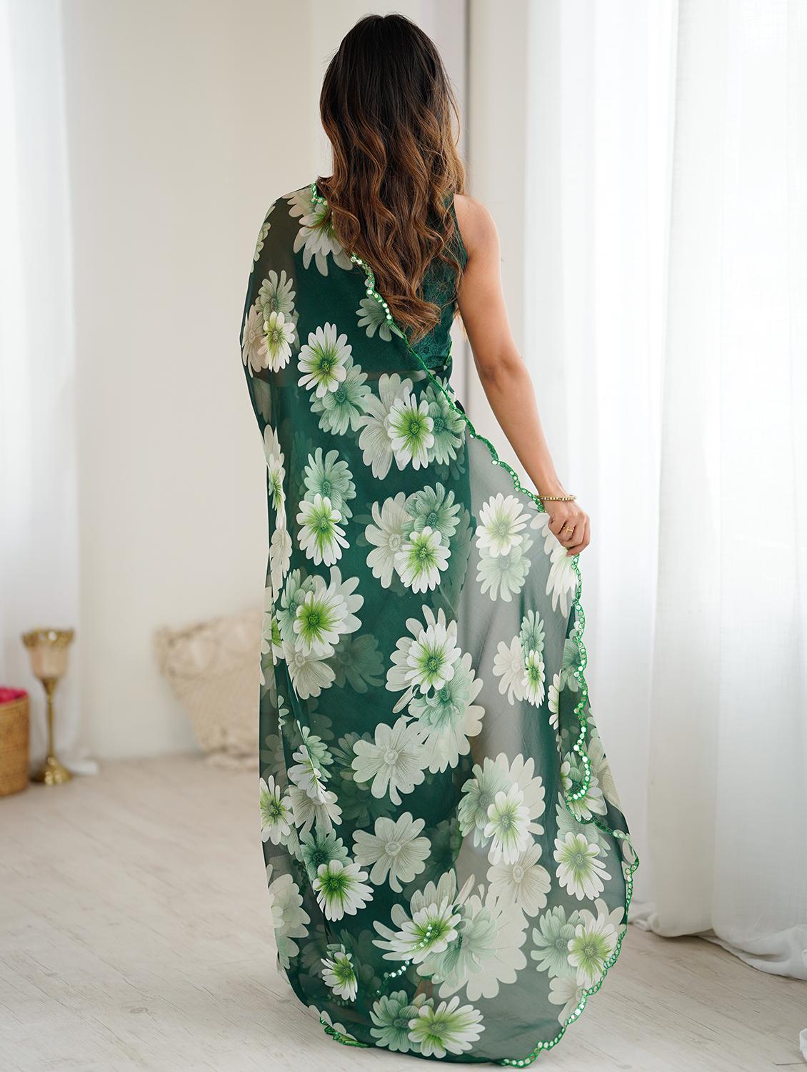 women floral printed saree with blouse - 22031501 - Standard Image - 2