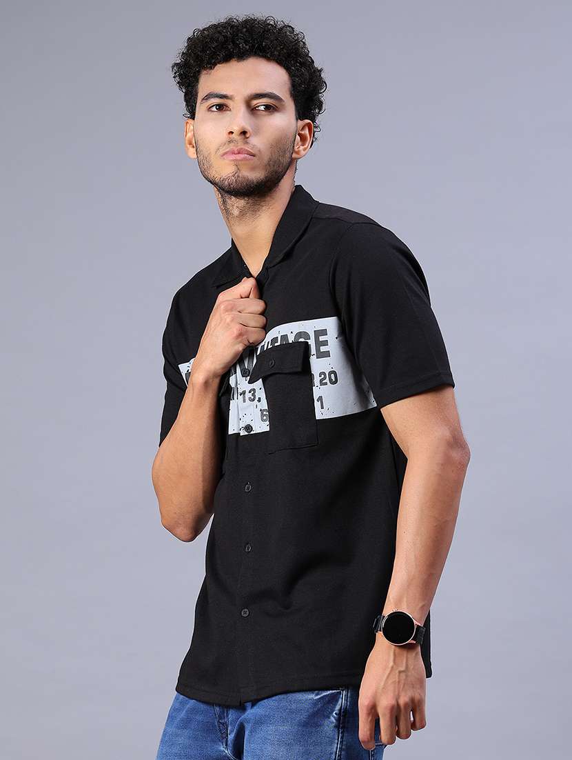 Men Typographic Short Sleeve Regular Fit Casual Shirt - 22031505 -  Standard Image - 2