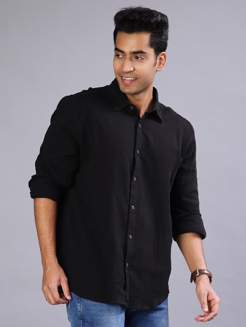 men solid long sleeve regular fit casual shirt - 22031506 - Zoom Image - 0