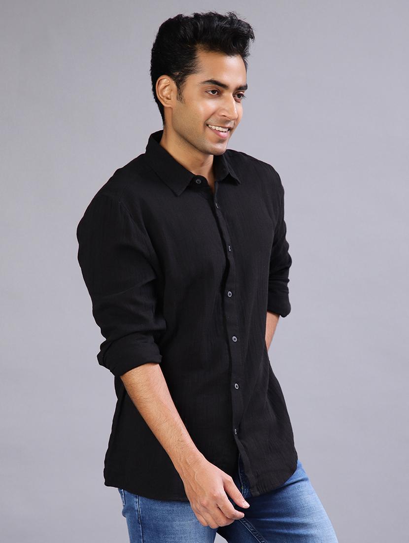 men solid long sleeve regular fit casual shirt - 22031506 - Standard Image - 2