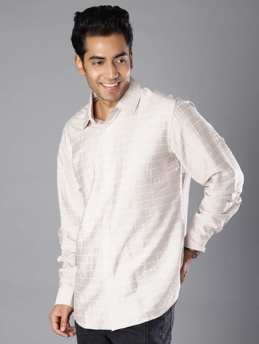 men striped long sleeve regular fit casual shirt - 22031507 -  Standard Image - 2