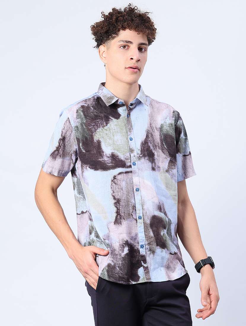 men printed short sleeve regular fit casual shirt - 22031511 -  Standard Image - 2