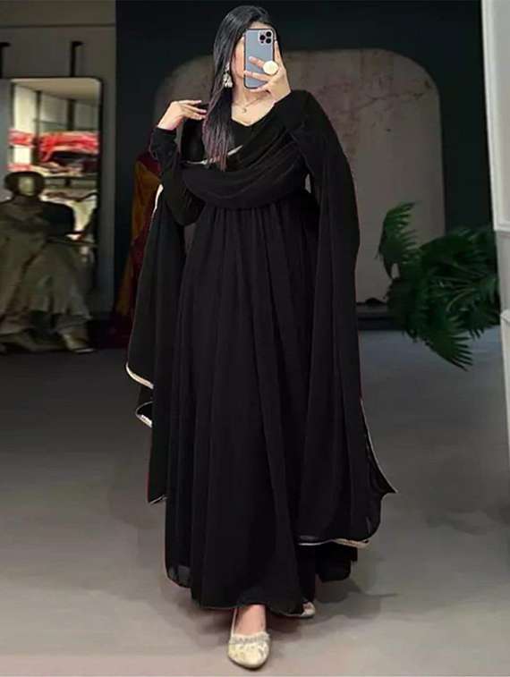 women solid long sleeve kurta dupatta set - 22031534 -  Standard Image - 2