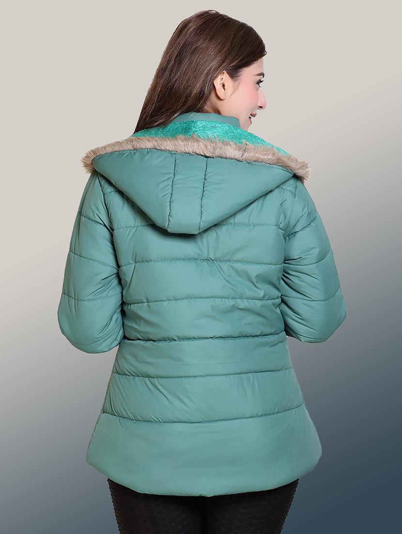women solid long sleeve hooded parka jacket - 22031539 - Standard Image - 2