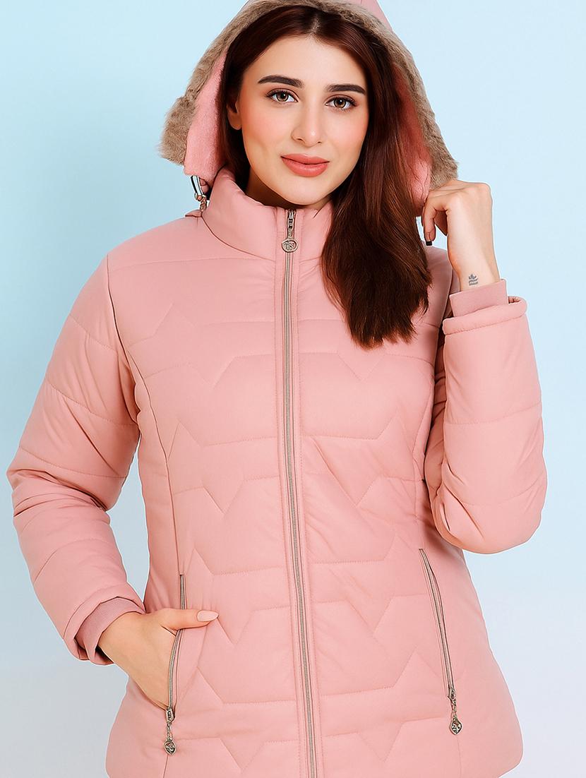 women solid long sleeve hooded parka jacket - 22031541 - Zoom Image - 0