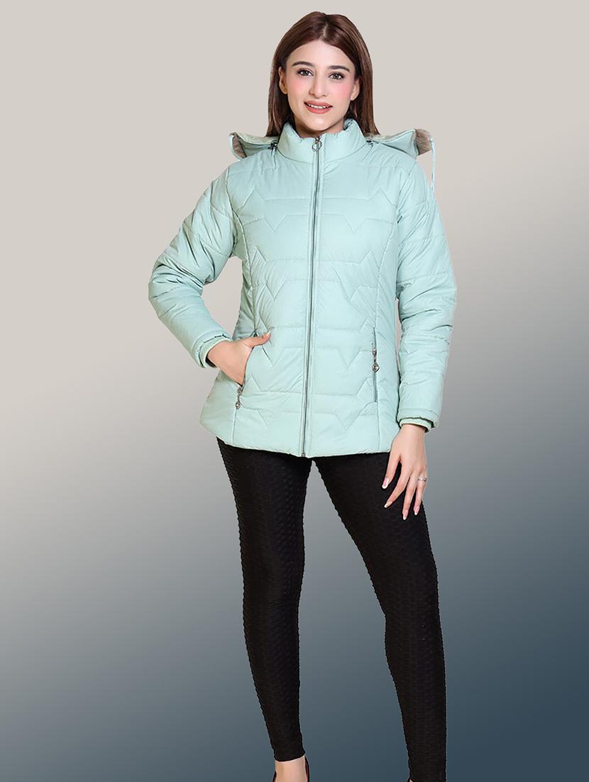 women solid long sleeve hooded parka jacket - 22031542 - Standard Image - 2