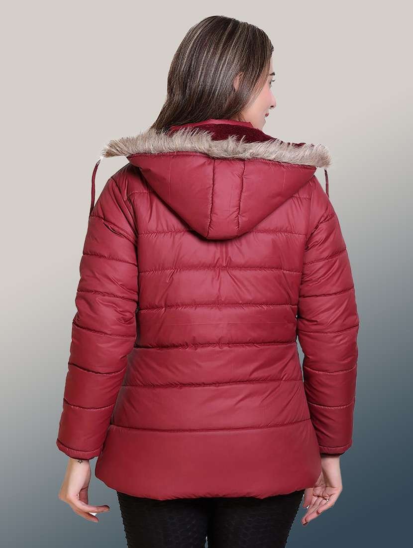 women solid long sleeve hooded parka jacket - 22031548 -  Standard Image - 2