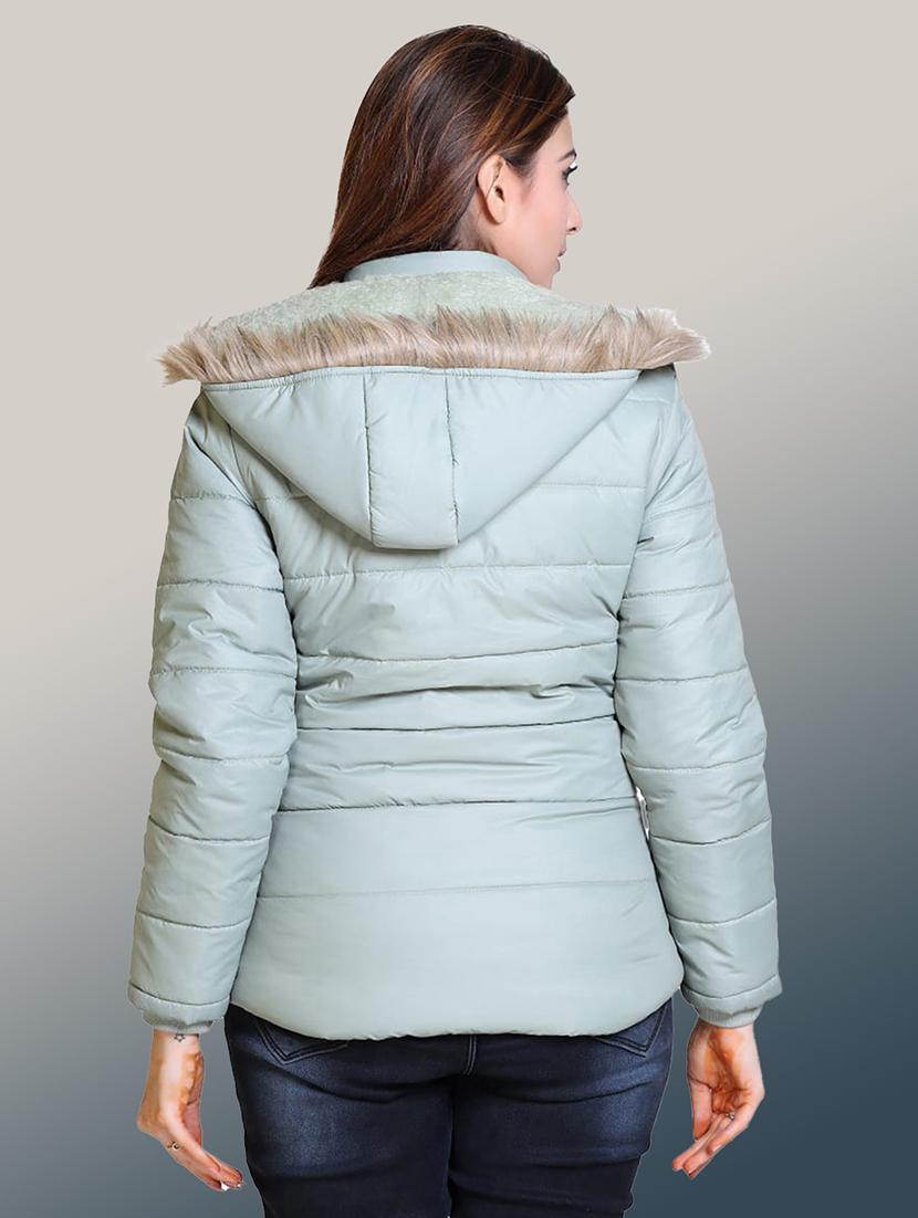 women solid long sleeve hooded parka jacket - 22031553 - Standard Image - 2