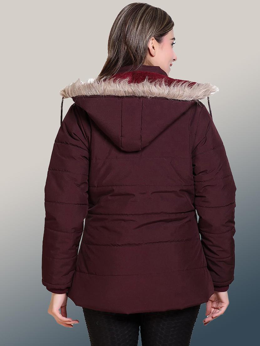 women solid long sleeve hooded parka jacket - 22031554 - Standard Image - 2