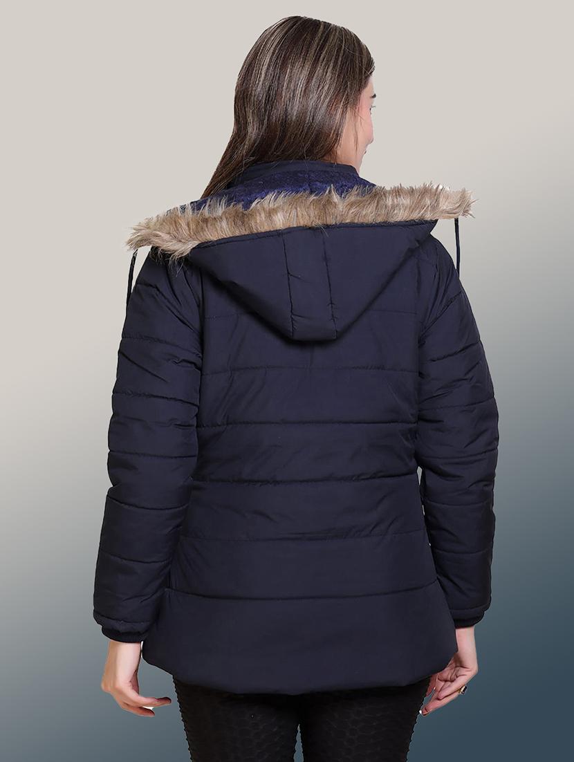 women solid long sleeve hooded parka jacket - 22031555 - Standard Image - 2