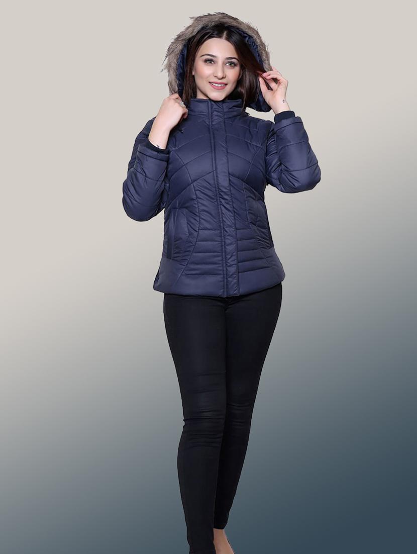 women solid long sleeve hooded parka jacket - 22031557 - Standard Image - 2