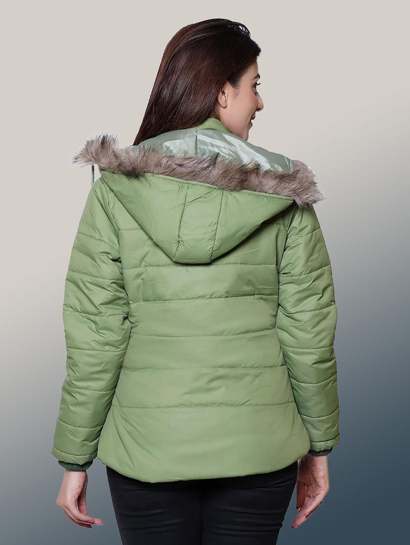 women solid long sleeve hooded parka jacket - 22031559 - Standard Image - 2