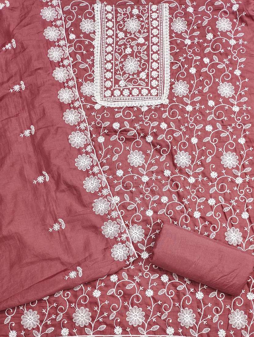 women solid with work embroidered unstitched suit set - 22031647 -  Standard Image - 2