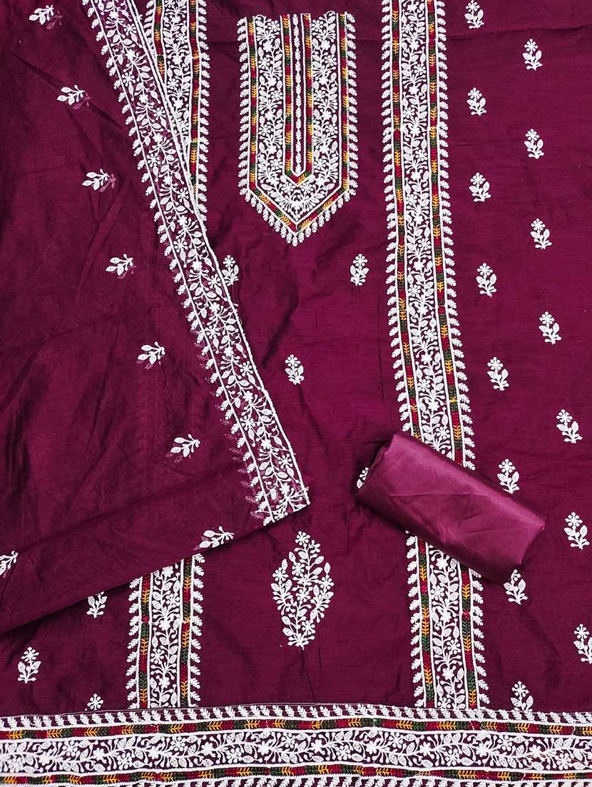 women solid with work embroidered unstitched suit set - 22031656 -  Standard Image - 2