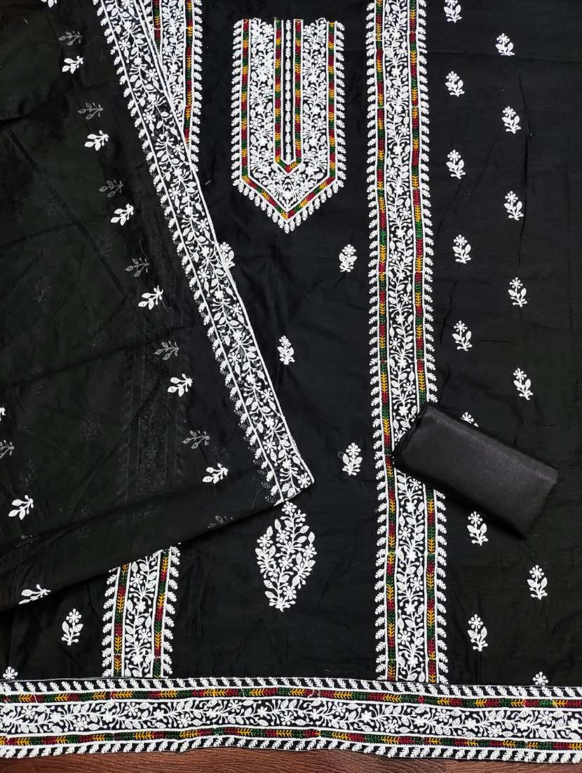 women solid with work embroidered unstitched suit set - 22031658 -  Standard Image - 2