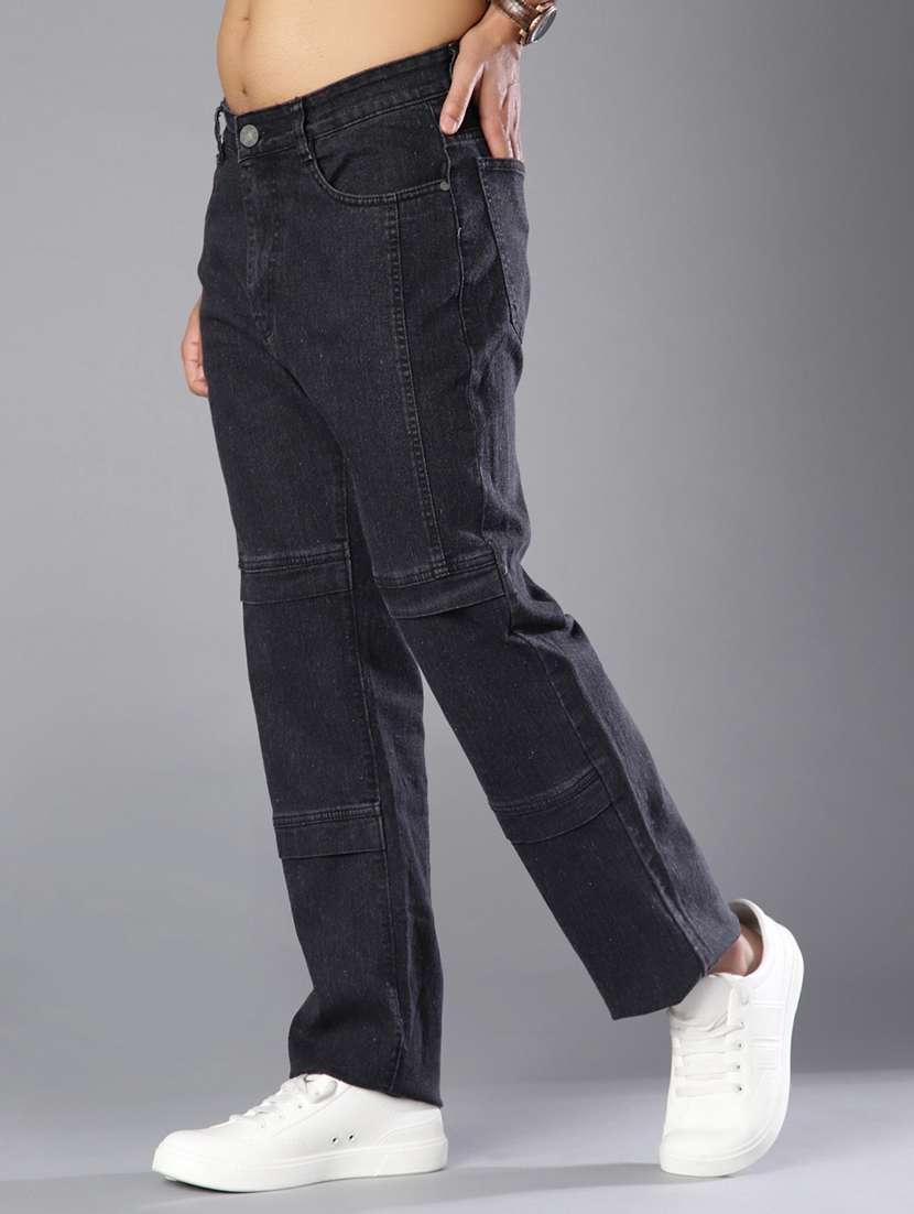 men plain mid rise full length straight fit jeans - 22031660 - Standard Image - 2