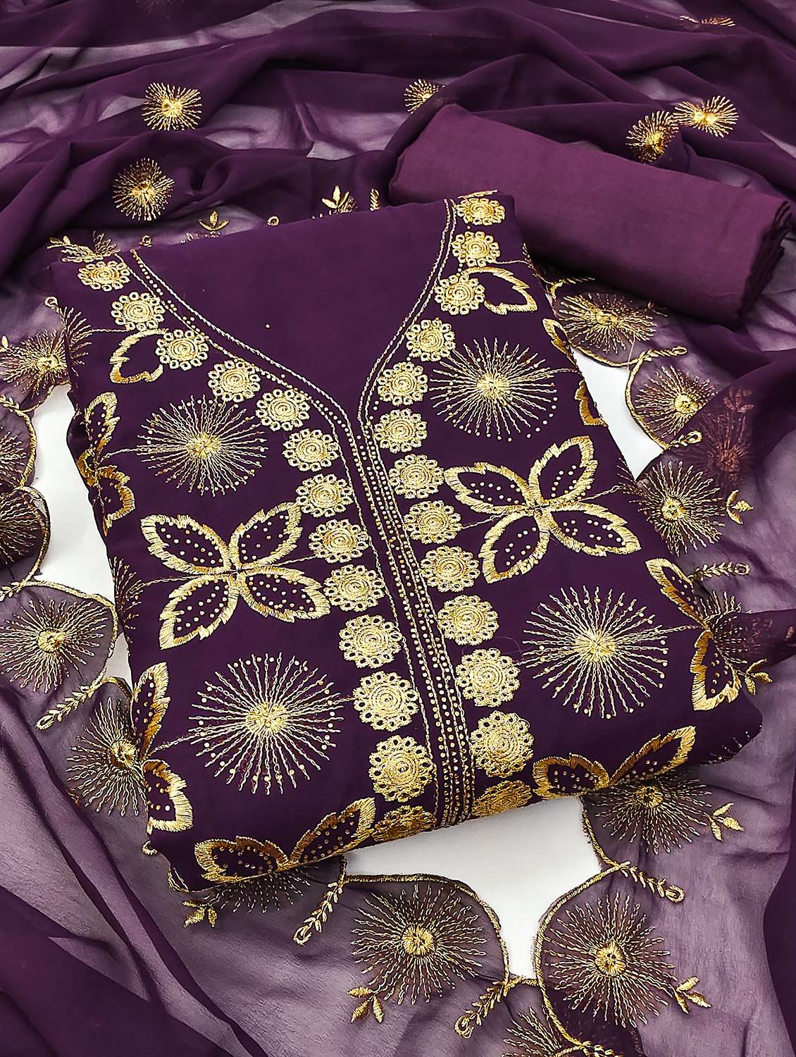 women solid with work embroidered unstitched suit set - 22031668 -  Standard Image - 2