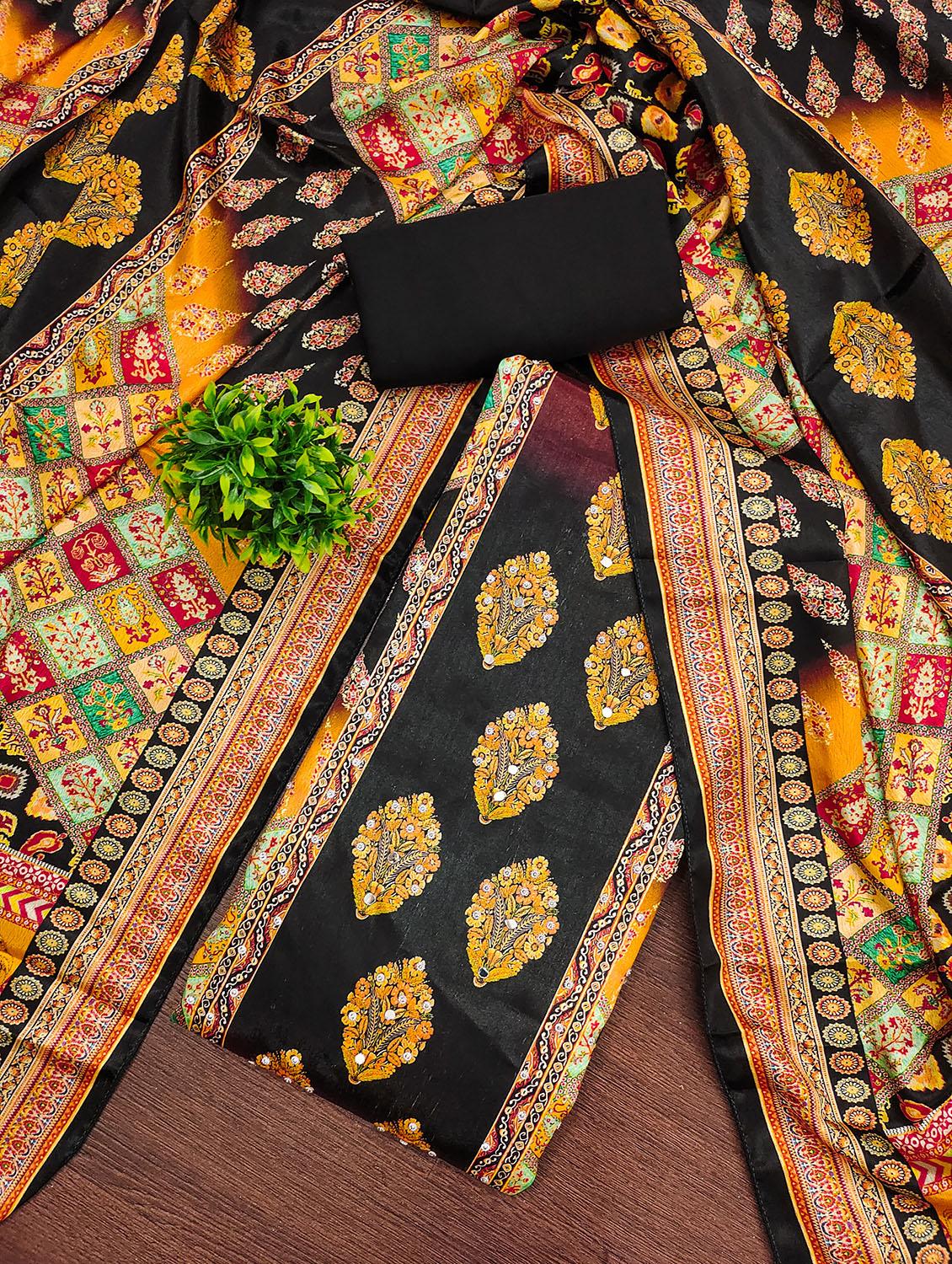 women printed sequined unstitched suit set - 22031677 - Zoom Image - 0