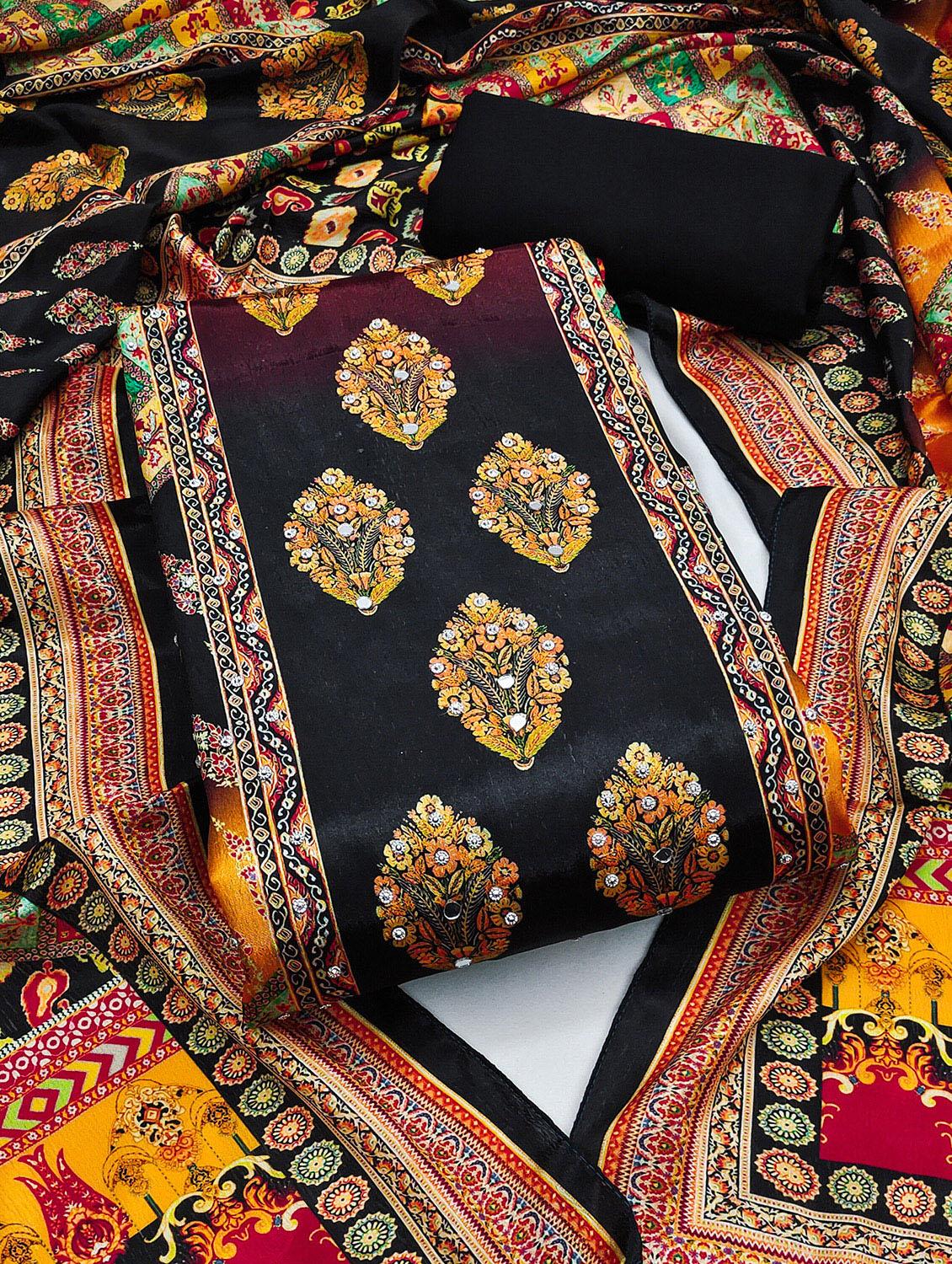 women printed sequined unstitched suit set - 22031677 - Standard Image - 2