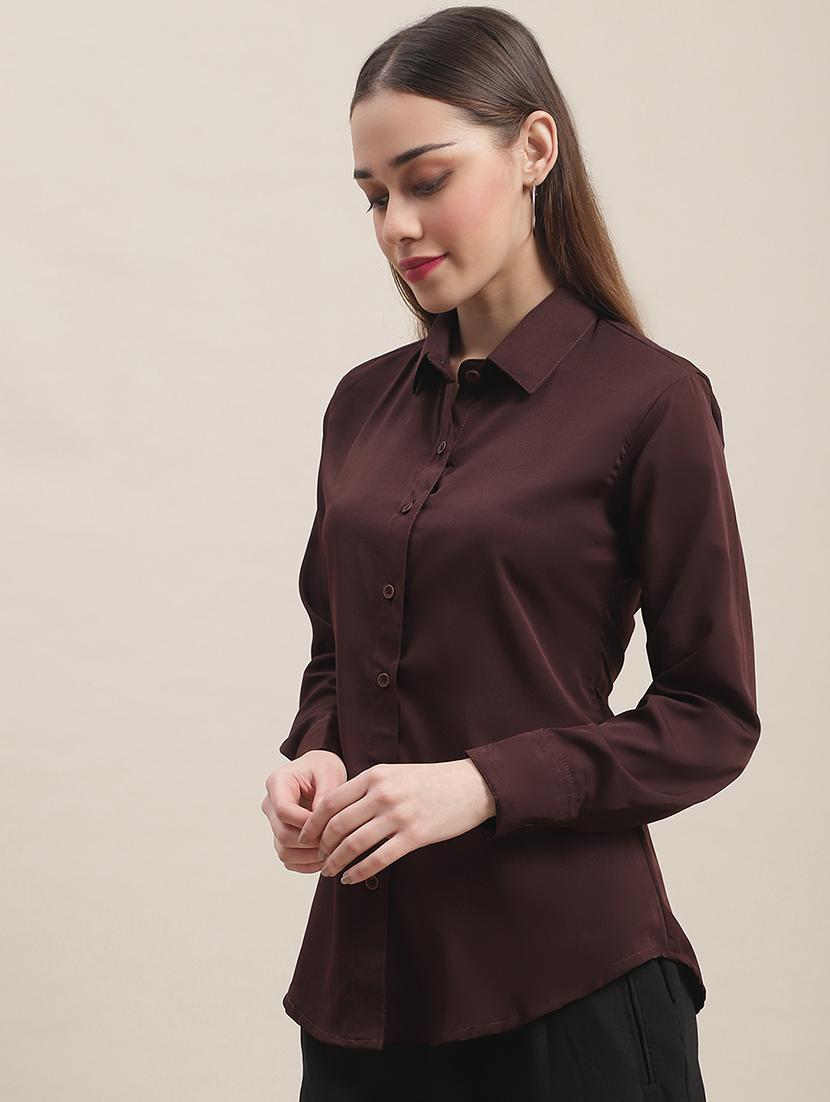 women solid collared long sleeve regular shirt - 22031687 - Standard Image - 2