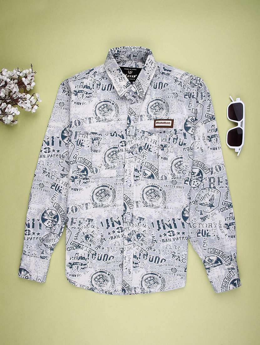 boys printed long sleeve casual shirt