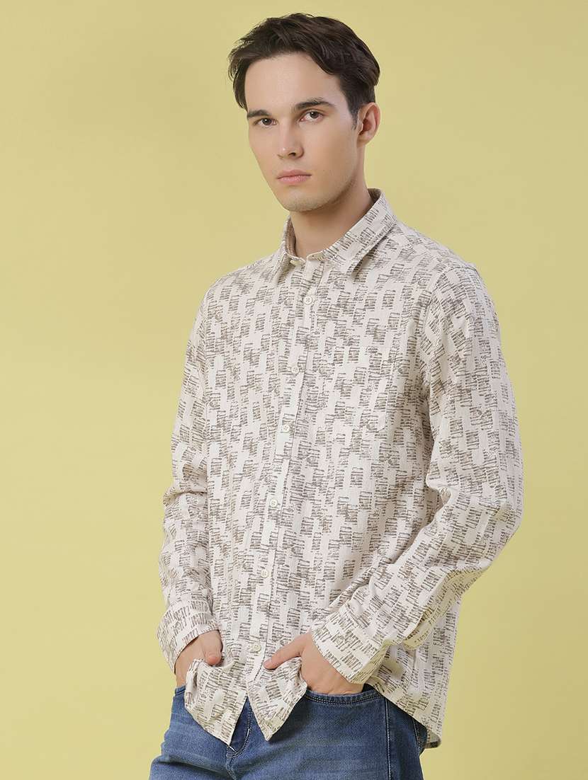 men printed long sleeve regular fit casual shirt - 22031933 -  Standard Image - 2