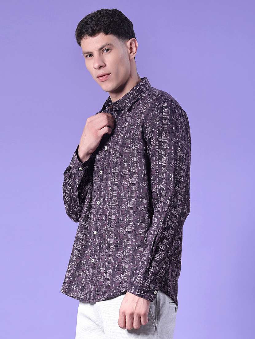 men printed long sleeve regular fit casual shirt - 22031934 -  Standard Image - 2