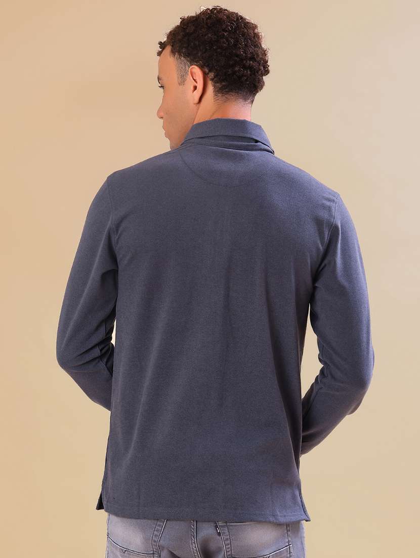 men self design long sleeve regular fit polo t-shirt - 22031979 - Standard Image - 2